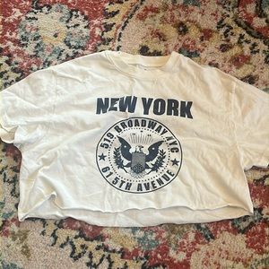SMALL white NYC crop top